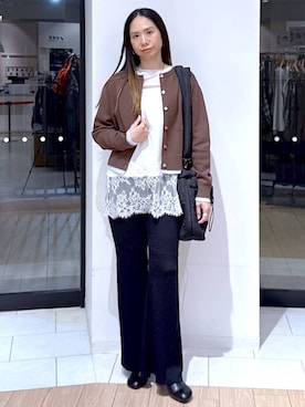 「GLOBAL WORK（グローバルワーク）の高山直子さんコラボ/撥水軽量3WAYバッグ/EiiS/303017（ショルダーバッグ、ブラック系）」を使った、がままきさん（レディース・167cm）の春コーディネート