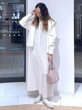 「LOWRYS FARM（ローリーズファーム）のポーチツキ２ＰＢＡＧ／Ｍ　578359（ショルダーバッグ、ピンク系）」を使った、がままきさん（レディース・167cm）の春コーディネート