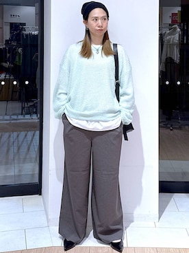 「ウエストゴム」｜「アイテム（ニットキャップ/ビーニー）」を使った、がままきさん（レディース・167cm）の秋コーディネート