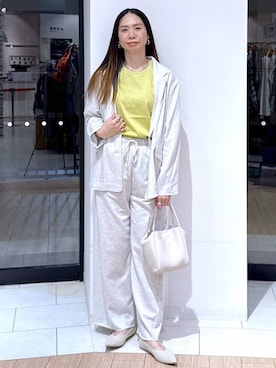 「LOWRYS FARM（ローリーズファーム）のポーチツキ２ＰＢＡＧ／Ｍ　578359（ショルダーバッグ、ホワイト系）」を使った、がままきさん（レディース・167cm）の春コーディネート