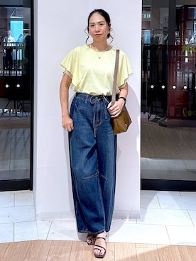 「GLOBAL WORK（グローバルワーク）のフローズンT袖フレアプルオーバー/289383（Tシャツ/カットソー）」を使った、がままきさん（レディース・167cm・30代）の夏コーディネート