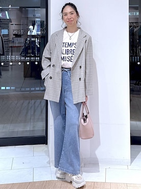 「LOWRYS FARM（ローリーズファーム）のポーチツキ２ＰＢＡＧ／Ｍ　578359（ショルダーバッグ、ピンク系）」を使った、がままきさん（レディース・167cm）の春コーディネート