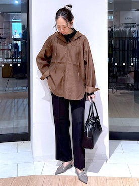 「アイテム（ピアス（両耳用）、ベージュ系）」を使った、がままきさん（レディース・167cm）の秋コーディネート
