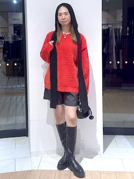 「アイテム（ボストンバッグ）」を使った、がままきさん（レディース・167cm・30代）の冬コーディネート