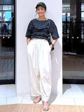 「アイテム（ヘアアクセサリー）」を使った、がままきさん（レディース・167cm）の夏コーディネート