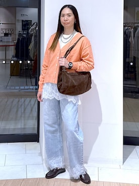 「LOWRYS FARM（ローリーズファーム）のタレンネックレス 452341（ネックレス、シルバー系）」を使った、がままきさん（レディース・167cm）の春コーディネート