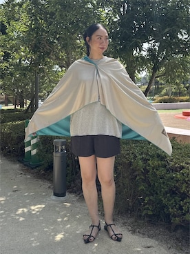 「LOWRYS FARM（ローリーズファーム）のメランジロゴTEE　1048840（Tシャツ/カットソー、グレー系）」を使った、がままきさん（レディース・167cm）の夏コーディネート