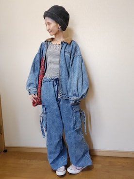 「今日のコスメと服」｜「アイテム（ニットキャップ/ビーニー）」を使った、love blue さん（レディース・158cm）の秋コーディネート