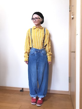 「カオリノモリ」｜「アイテム（ハンチング/ベレー帽）」を使った、love blue さん（レディース・158cm）の秋コーディネート
