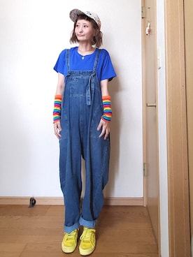 「ブルーコーデ」｜「アイテム（サロペット/オーバーオール）」を使った、love blue さん（レディース・158cm）の夏コーディネート
