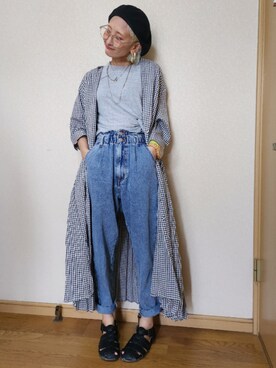 「カオリノモリ」｜「アイテム（ハンチング/ベレー帽）」を使った、love blue さん（レディース・158cm）の春コーディネート