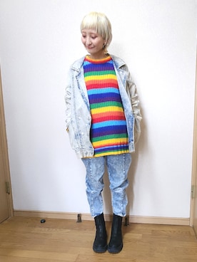 「JEANASIS（ジーナシス）のアイテム（デニムジャケット）」を使った、love blue さん（レディース・158cm）の冬コーディネート