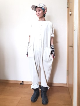 「Libra Cue（リブラ キュー）のアイテム（オールインワン・サロペット）」を使った、love blue さん（レディース・158cm）の夏コーディネート