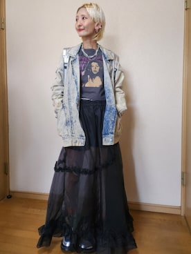 「JEANASIS（ジーナシス）のアイテム（デニムジャケット）」を使った、love blue さん（レディース・158cm）の春コーディネート