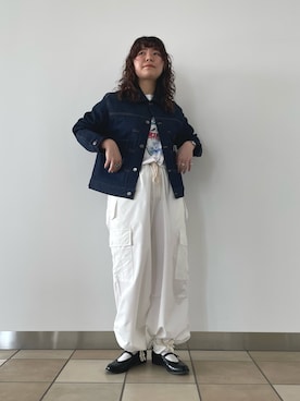「Tシャツ×デニム」｜「アイテム（デニムジャケット）」を使った、TSUNODAさん（レディース・160cm）の春コーディネート