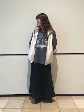 「秋服」｜「アイテム（ベスト）」を使った、TSUNODAさん（レディース・160cm）の秋コーディネート