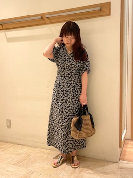 「ペーパーバッグ」｜「アイテム（ワンピース/ドレス）」を使った、TSUNODAさん（レディース・160cm）の春コーディネート