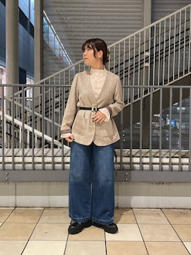 「FREDY&GLOSTER」｜「アイテム（ノーカラージャケット）」を使った、TSUNODAさん（レディース・160cm）の秋コーディネート