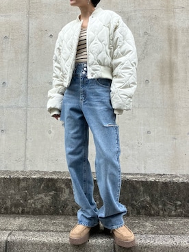 「ANAP（アナップ）のアイテム（ブルゾン）」を使った、Rihoさん（レディース・154cm）の冬コーディネート