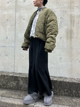 「ANAP（アナップ）のアイテム（ブルゾン）」を使った、Rihoさん（レディース・154cm）の冬コーディネート