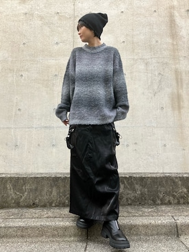 「グラデーションニット」｜「アイテム（帽子）」を使った、Rihoさん（レディース・154cm）の秋コーディネート