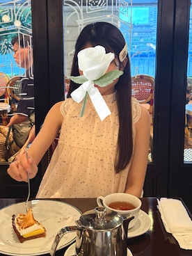 「アイテム（バレッタ/ヘアクリップ、ホワイト系）」を使った、まぴさん（レディース・150cm）の秋コーディネート