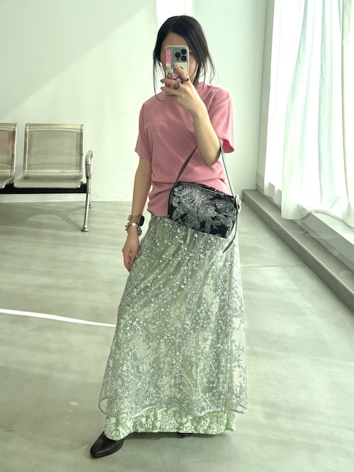 Flower spangle wrap skirt/フラワースパンコールラップスカート