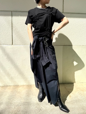「yae（ヤエ）のFlower Crinkle T-shirt / フラワークリンクルTシャツ（Tシャツ/カットソー、ホワイト系）」を使った、yae staffさん（レディース・154cm）の春コーディネート