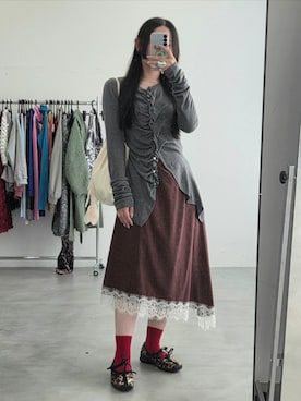 「yae（ヤエ）のアイテム」を使った、yae staffさん（レディース・158cm）の秋コーディネート