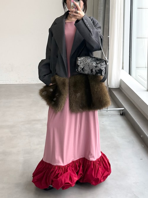 Ballon hem strechy dress / バルーンヘムストレッチドレス