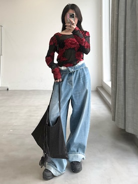 「yae（ヤエ）のアイテム」を使った、yae staffさん（レディース・154cm）の夏コーディネート