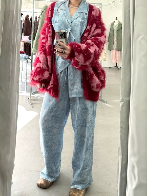 2way flower feather cardigan／2ウェイフラワーフェザーニットカーディガン