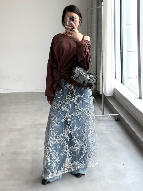 Flower spangle wrap skirt/フラワースパンコールラップスカート