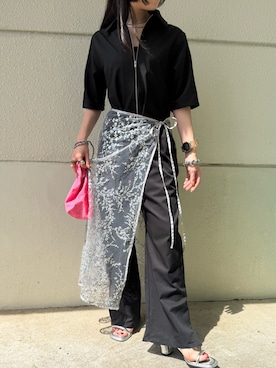 「yae（ヤエ）のアイテム」を使った、yae staffさん（レディース・154cm）の夏コーディネート