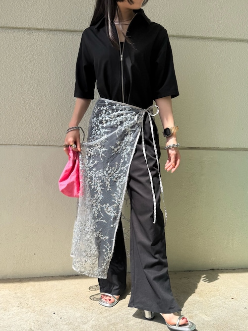 ロング スカート Flower spangle wrap skirt/フラワースパンコール