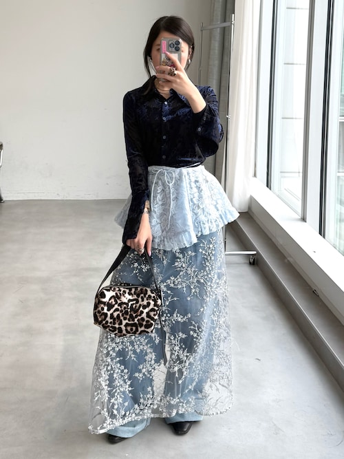 Flower spangle wrap skirt/フラワースパンコールラップスカート