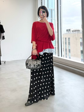 「yae（ヤエ）のアイテム」を使った、yae staffさん（レディース・154cm）の春コーディネート