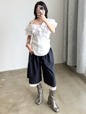 「yae（ヤエ）のアイテム」を使った、yae staffさん（レディース・154cm）の夏コーディネート