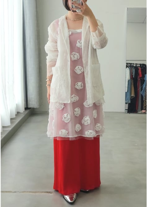 ワンピース Rose pattern camisole dress / ローズパターンシアー