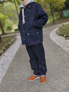 「アイテム（カバーオール）」を使った、TOROMUさん（メンズ・175cm）の秋コーディネート