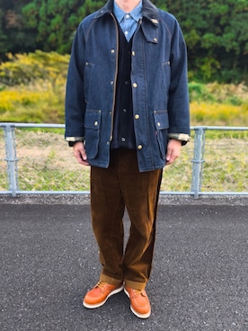 「アイテム（カーディガン/ボレロ）」を使った、TOROMUさん（メンズ・175cm）の秋コーディネート