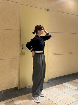 「GU（ジーユー）のアイテム（スラックス）」を使った、Lucida_梅田ESTさん（レディース・155cm）の冬コーディネート