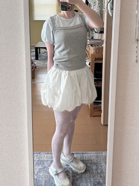「CALNAMUR（カルナムール）のSKIRT LIKE BALOON MINI CULOTTES/スカートライクバルーンミニキュロット（その他パンツ、ホワイト系）」を使った、haryo98さん（レディース・158cm）の夏コーディネート