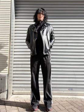 「アイテム（ジャージ）」を使った、riさん（メンズ・182cm）の冬コーディネート