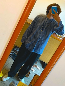 「アイテム（ネックレス、ブルー系）」を使った、ヤスタカさん（メンズ・176cm）の秋コーディネート