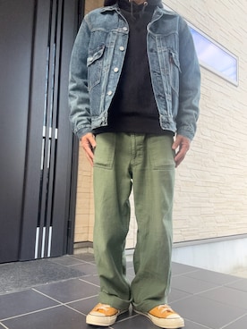 「アイテム（カーゴパンツ）」を使った、𝑠𝑒𝑛さん（メンズ・165cm）の冬コーディネート