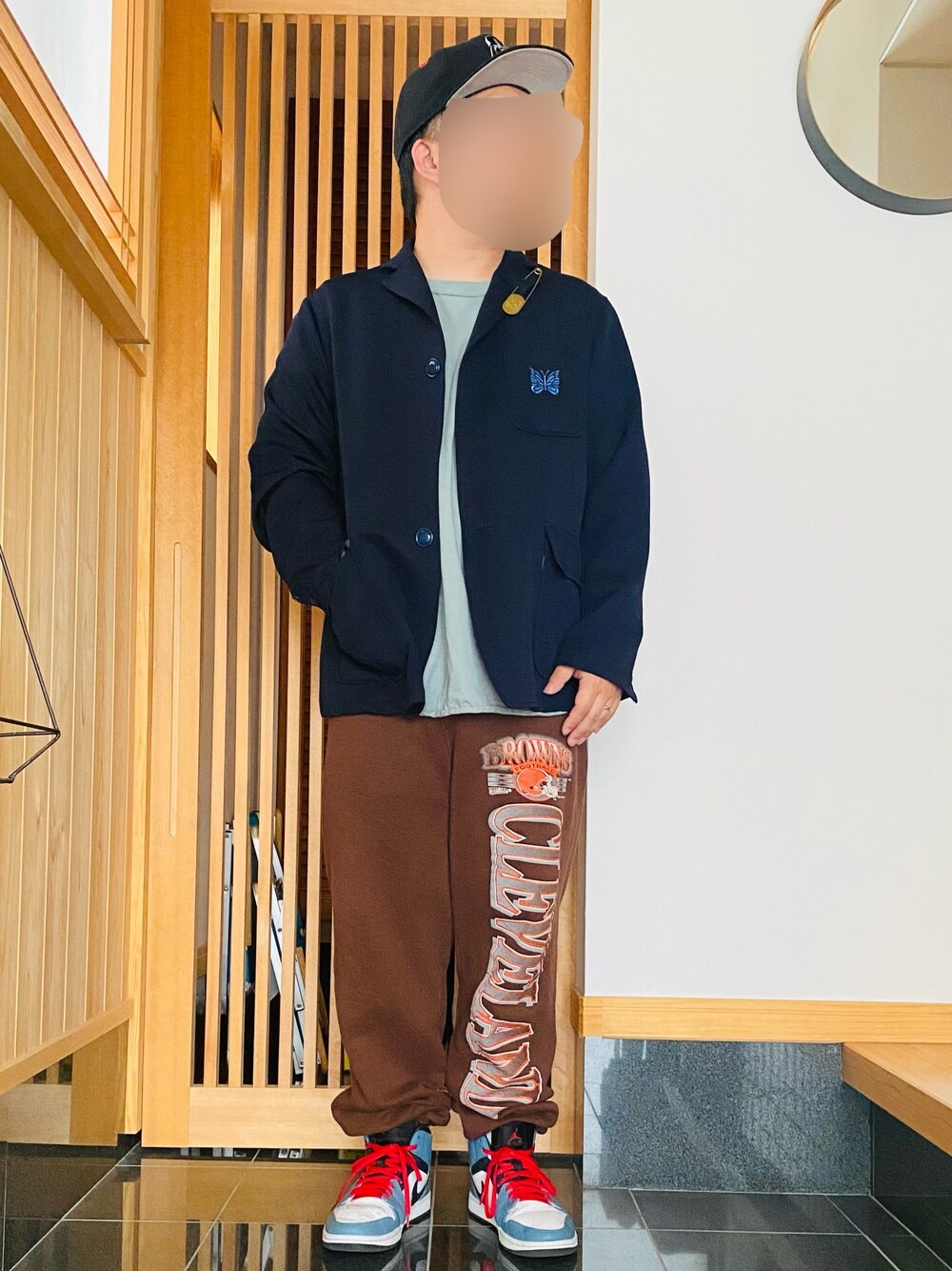 「オトナカジュアル、お洒落さんとつながりたい、ニードルス、ジョーダン、スウェット、キャップ、ジャケットスタイル、古着MIX」｜「NEW ERAのアイテム（キャップ、ブラック系）」を使った、すだちさん（メンズ・165cm）の夏コーディネートの1枚目の写真