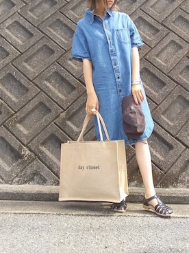 「Diosfront（ディオスフロント）のアイテム（シャツワンピース）」を使った、rimaさん（レディース・160cm）の夏コーディネート