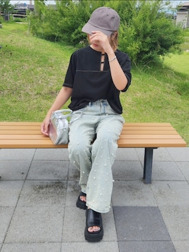 「Tシャツ×デニム」｜「アイテム（その他）」を使った、rimaさん（レディース・160cm）の夏コーディネート