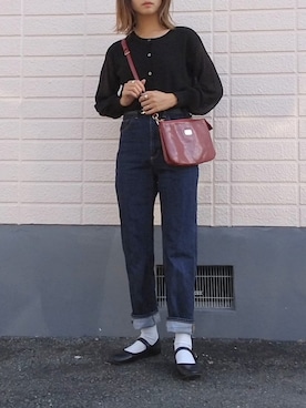 「ハイウエストストレートジーンズ」｜rimaさん（レディース・160cm）の秋コーディネート